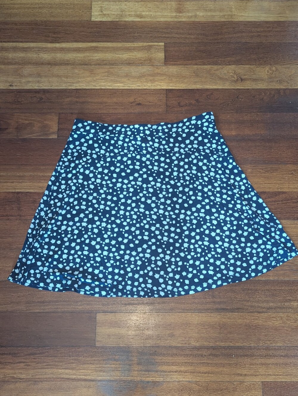 Boden Navy Skater Skirt with White Floral Print